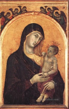  angel - Virgen y el Niño con seis ángeles Escuela de Siena Duccio